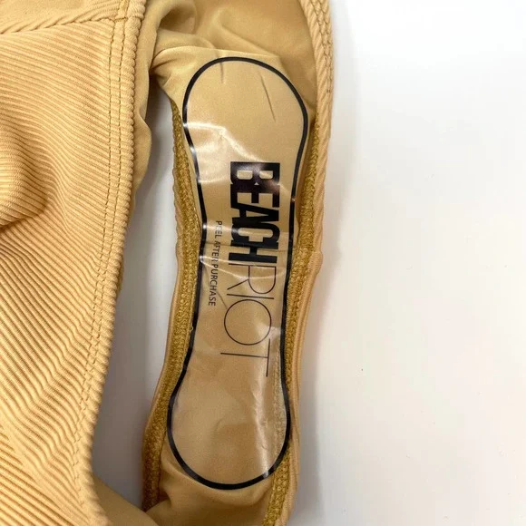 Beach Riot Celine Ribbed One Piece Bathing Suit In Golden Sands Small New - Picture 11 of 11